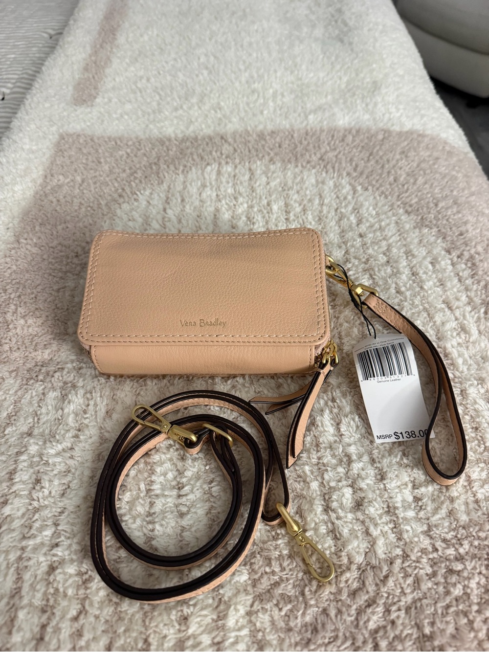 NWT Vera Bradley Genuine Leather RFID All-in-One Crossbody Wristlet Pink